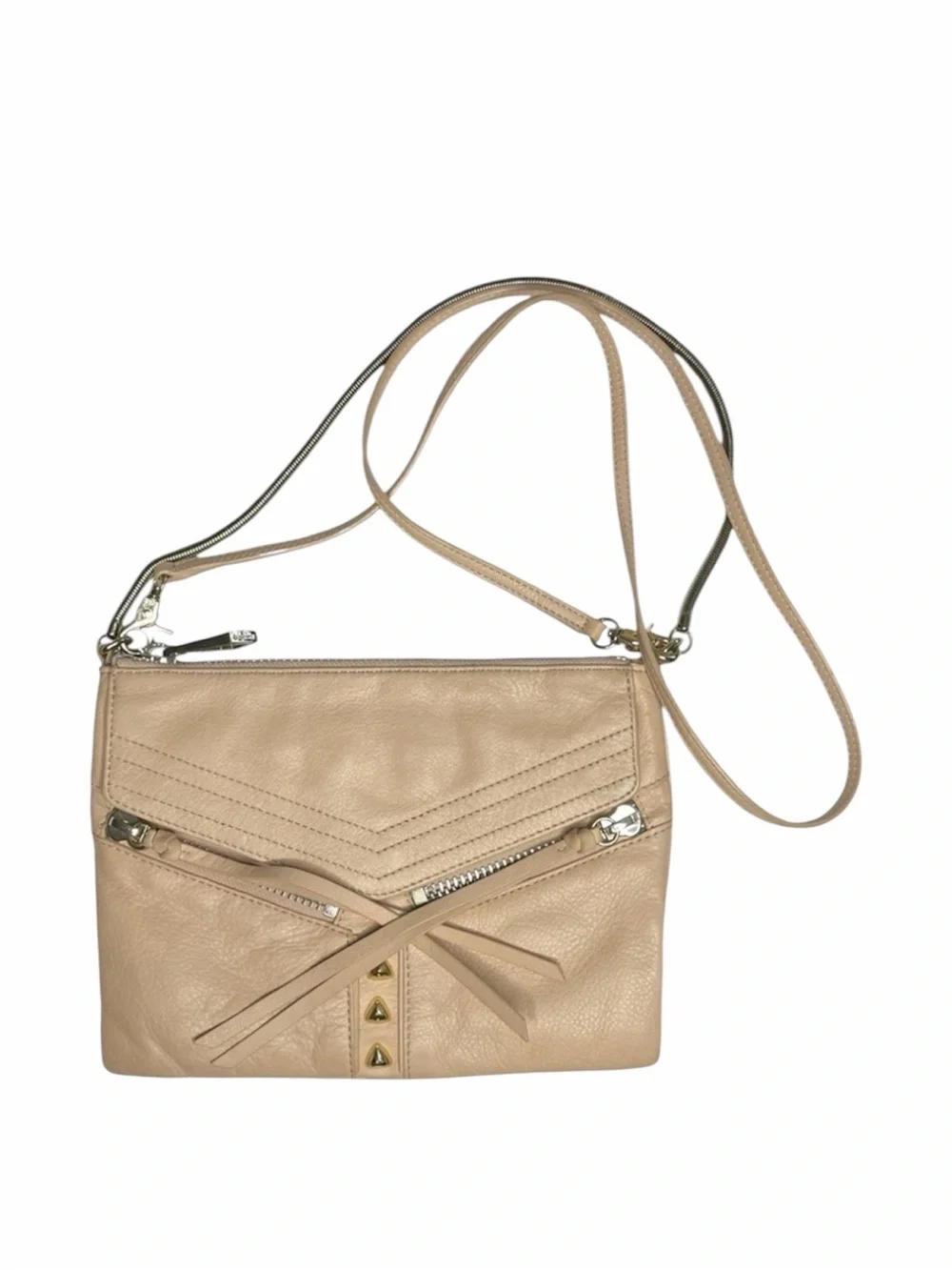 Botkier Trigger Studded Nude Leather Crossbody Bag Purse
